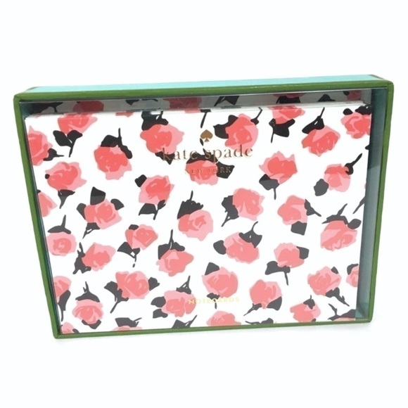 KATE SPADE 10 Notecards Roses Flowers Lined Envelopes Foldover Cards Stationery - Picture 2 of 5